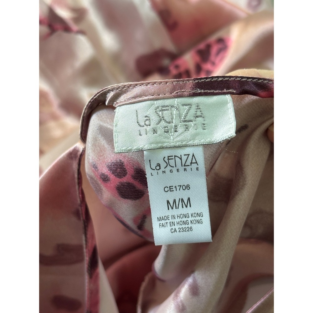 Y2K La Senza Lingerie Pink Leopard Satin Lace Up Maxi Slip Dress Womens Medium - Picture 5 of 9